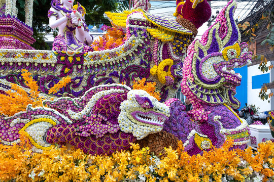 A Flower Float In Chiang Mai, Thailand Flower Festival 2020