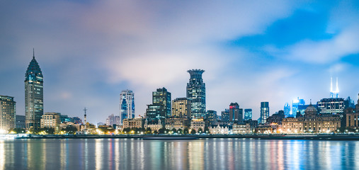 The skyline at night of shanghai bund, in china.