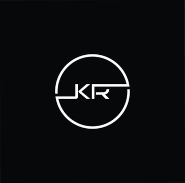 Minimal elegant monogram art logo. Outstanding professional trendy awesome artistic KR RK initial based Alphabet icon logo. Premium Business logo White color on black background