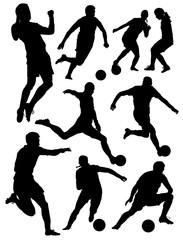 silhouettes of football players vector