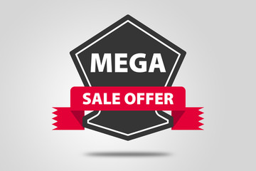 Mega Sale offer ribbon with copy space banner