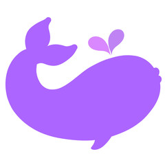 lilac whale girl silhouette with splashes creating a heart