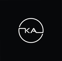 Minimal elegant monogram art logo. Outstanding professional trendy awesome artistic KA AK initial based Alphabet icon logo. Premium Business logo White color on black background