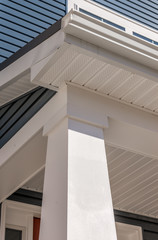 Colonial white custom porch columns with wood looking vinyl column wrap, sheets and molding, white...