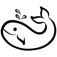 funny whale with a big smile and a fountain