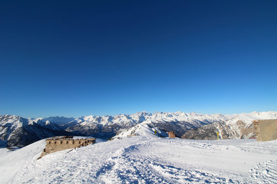 Panaromic View from mountain top - skiing - Montgen&egrave;vre, France 