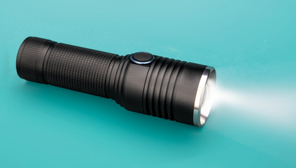 Battery powered flashlight with copy space for your text