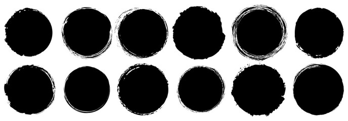 round brush painted circle banner on white background