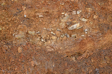 Brown abstract background.Clay surface with stones.