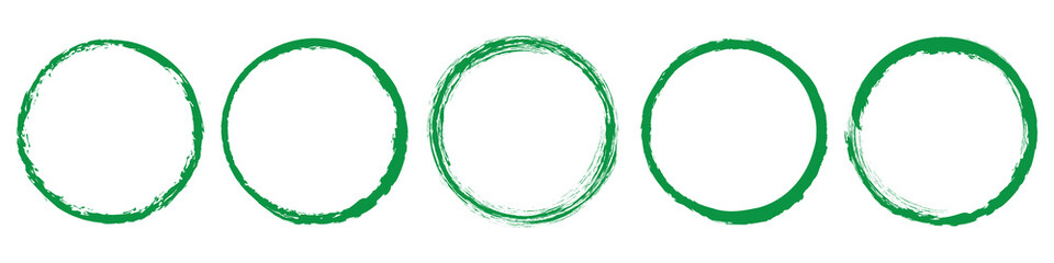 set of green round banners frames on white background