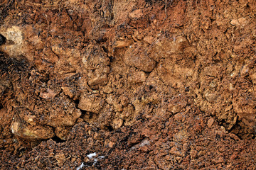 Brown abstract background.Clay surface with stones.