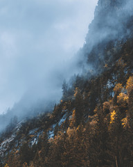 Bavarian mountain fog in autumn