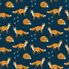 Red Foxes Seamless Pattern