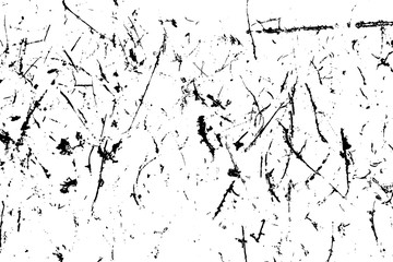Grunge black color of scratched texture on white background (Vector). Use for decoration, aging or old layer