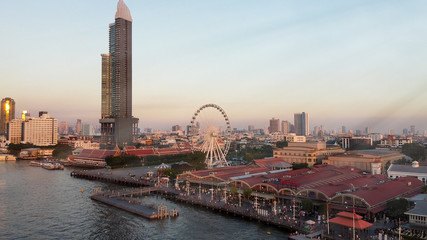 Naklejka premium Bangkok aerial view at sunset