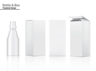 Bottle Mock up Realistic Cosmetic and Box for Skincare Product or medicine on White Background Illustration. Health Care and Medical Concept Design.