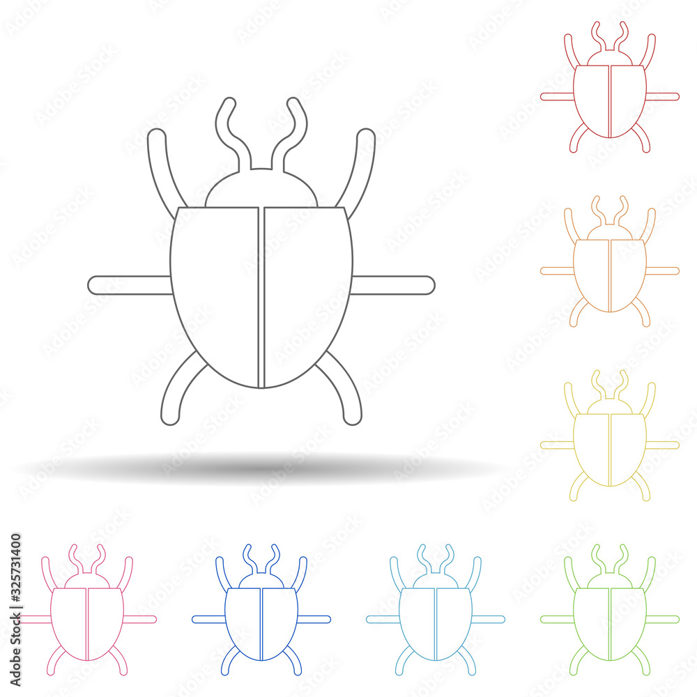 Poster beetle in multi color style icon. simple thin line, outline vector of virus antivirus icons for ui a
