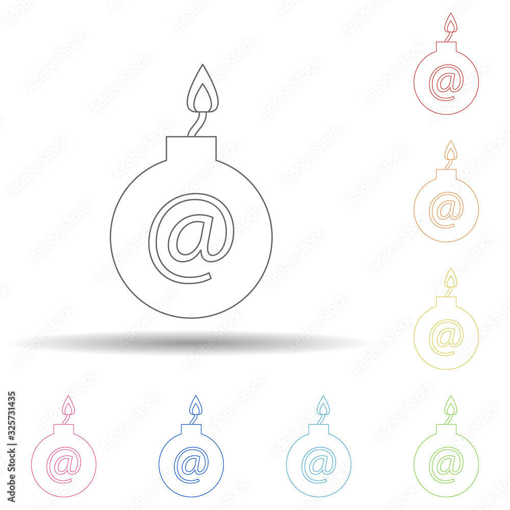Poster bomb in the mail in multi color style icon. simple thin line, outline vector of virus antivirus icon