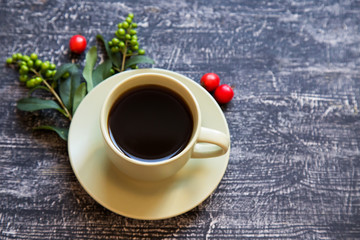 cup of black coffee on a table