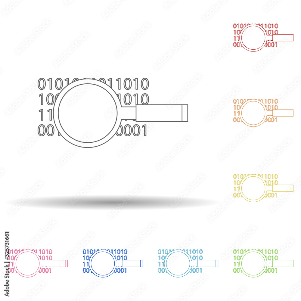 Poster magnifier and numbers in multi color style icon. simple thin line, outline vector of virus antivirus
