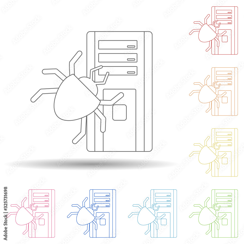 Aufkleber beetle and computer in multi color style icon. simple thin line, outline vector of virus antivirus i