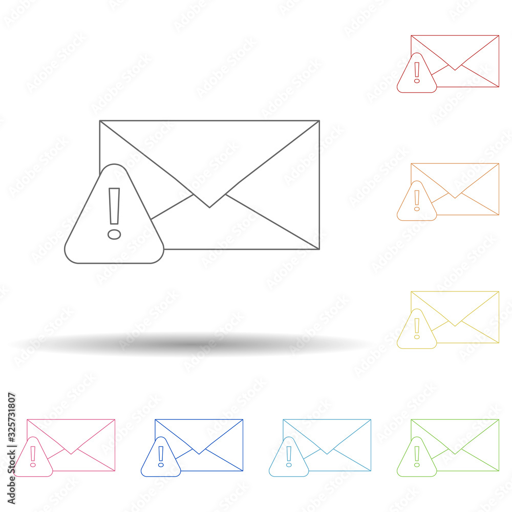 Poster exclamation mark in the letter in multi color style icon. simple thin line, outline vector of virus 
