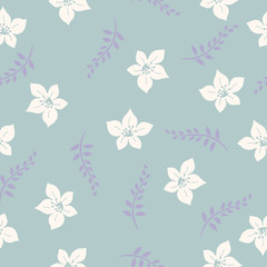 vector seamless floral background with lily flowers, light floral pattern design 
