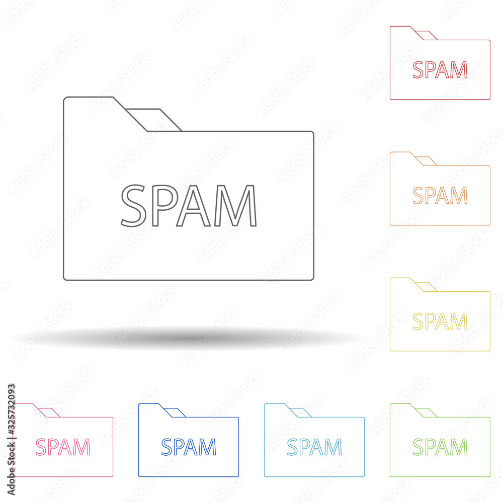 Aufkleber spam folder in multi color style icon. simple thin line, outline vector of virus antivirus icons for
