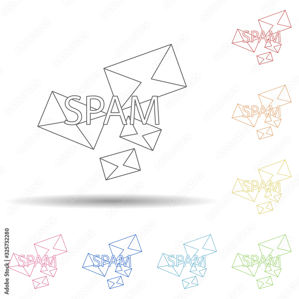 Poster the spam of the letter in multi color style icon. simple thin line, outline vector of virus antiviru