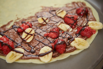 Chocolate, strawberry and banana crepe 