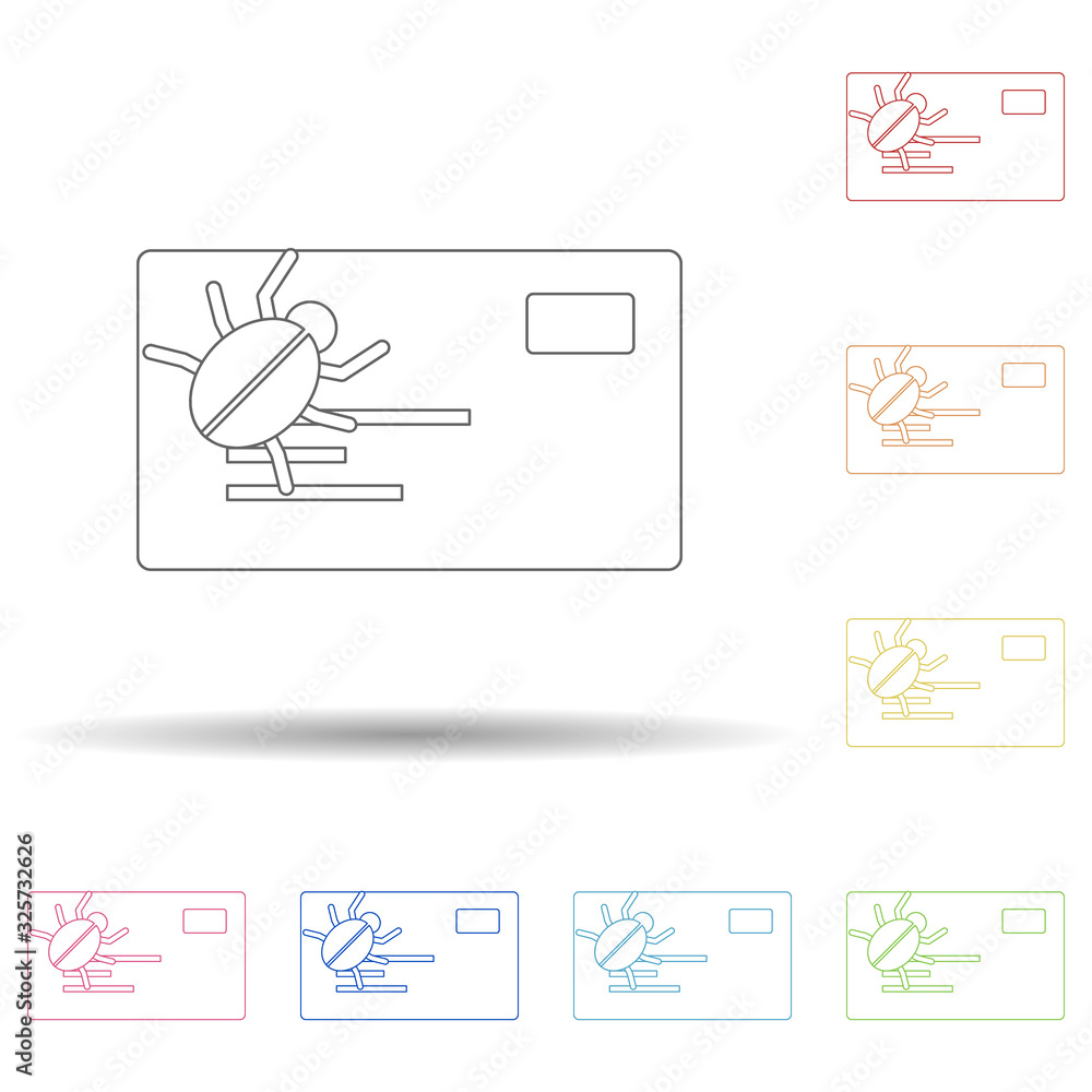 Aufkleber bug in mail in multi color style icon. simple thin line, outline vector of virus antivirus icons for