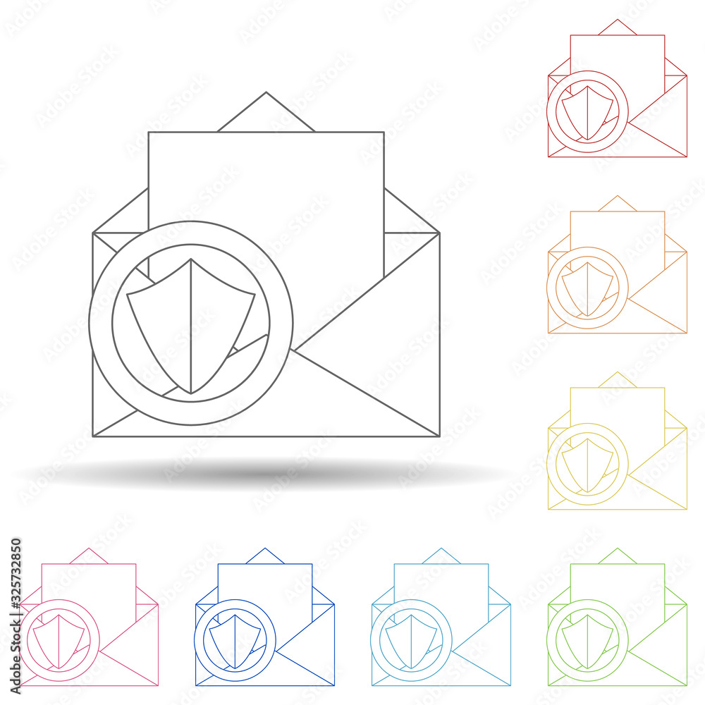 Poster protected letters in multi color style icon. simple thin line, outline vector of virus antivirus ico