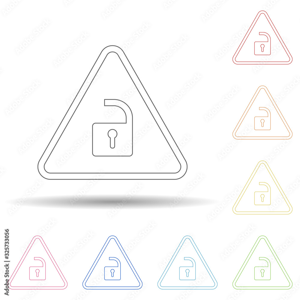Poster open-lock character in multi color style icon. simple thin line, outline vector of virus antivirus i