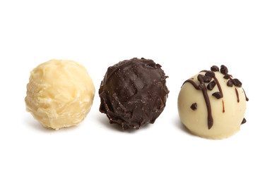 chocolate truffles isolated