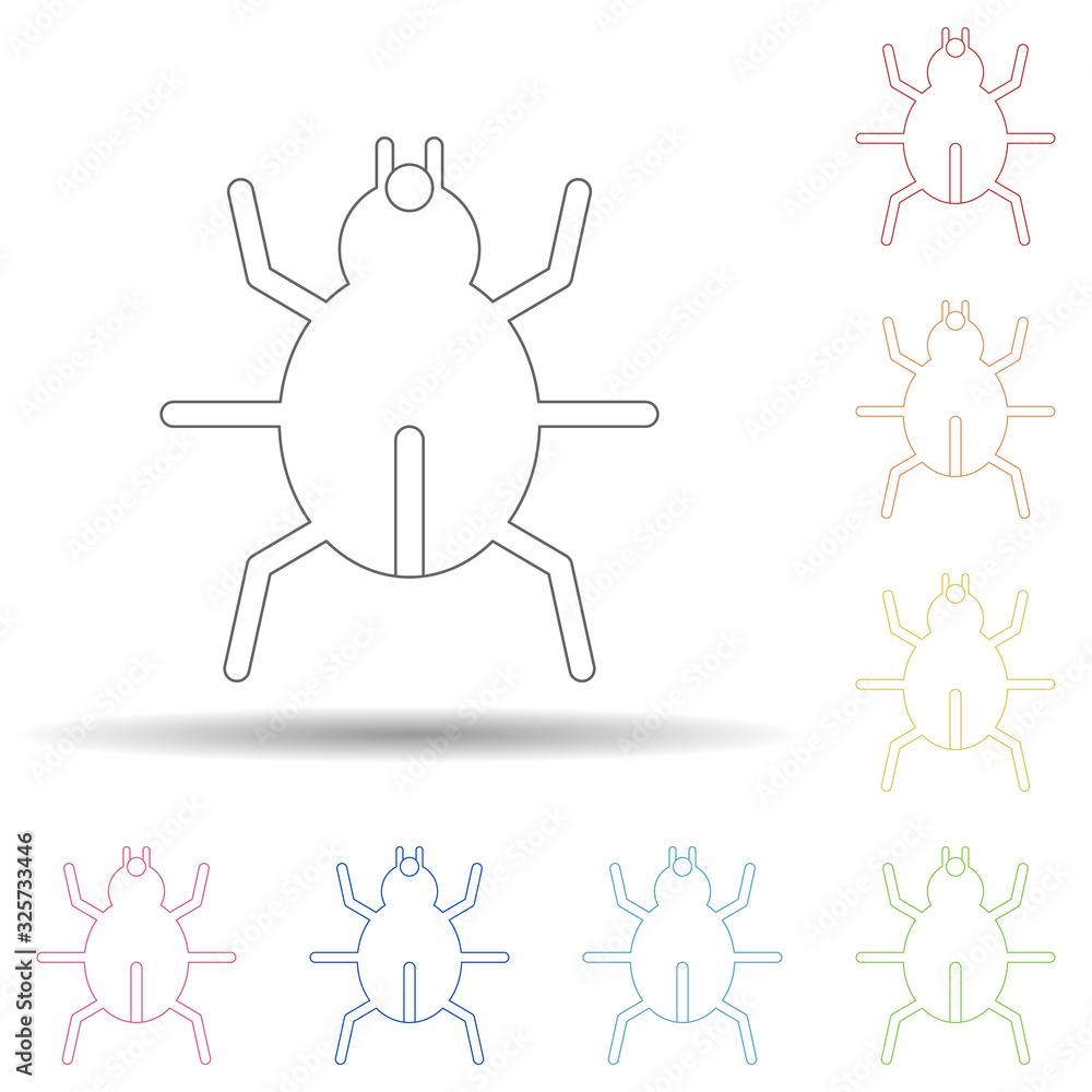 Poster beetle in multi color style icon. simple thin line, outline vector of virus antivirus icons for ui a