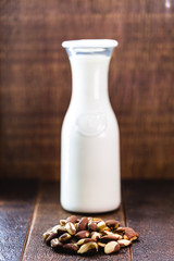 Vegan milk extracted from chestnuts. Milk extracted from the Brazilian chestnut known as 