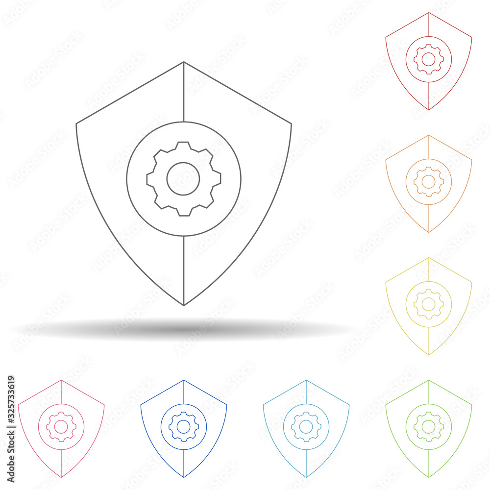 Aufkleber security setting in multi color style icon. simple thin line, outline vector of virus antivirus icon