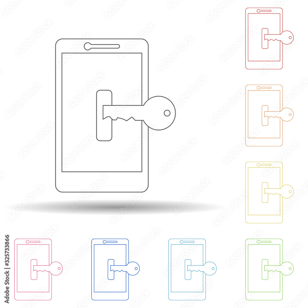 Poster key for phone in multi color style icon. simple thin line, outline vector of virus antivirus icons f