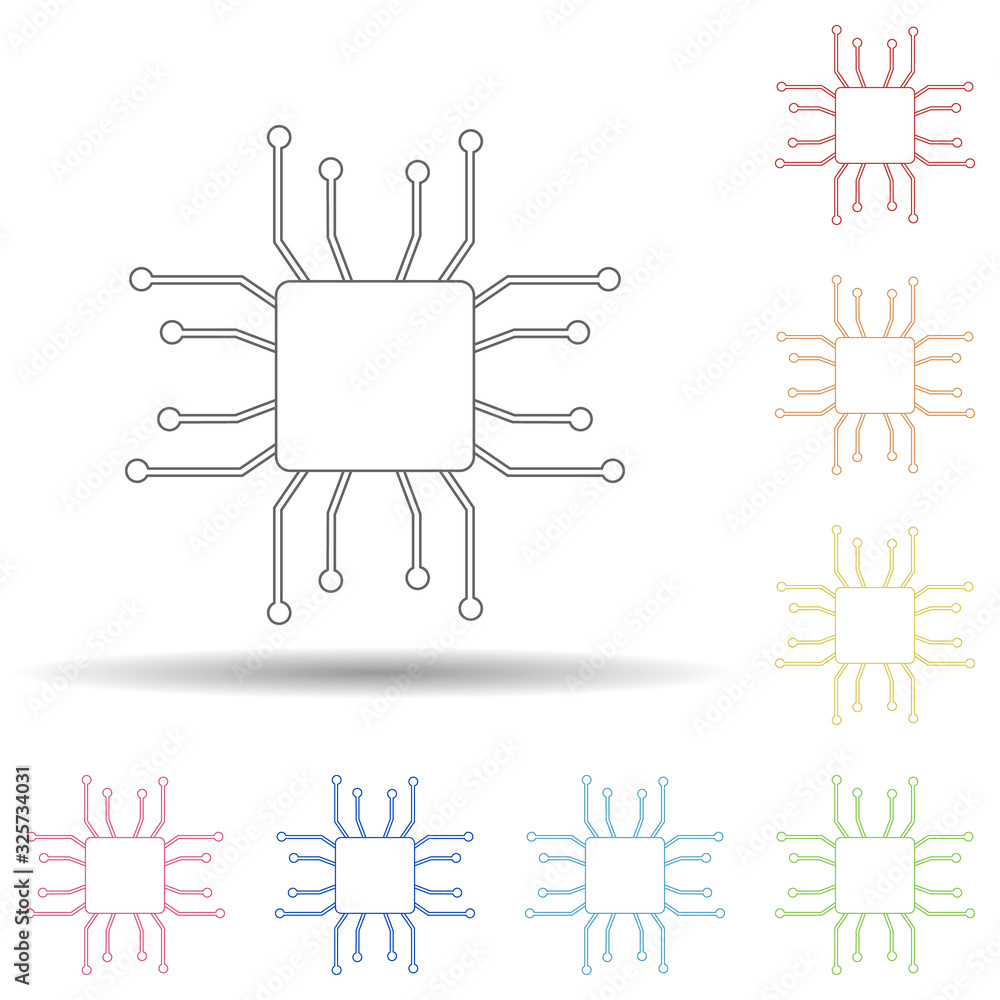 Poster chip in multi color style icon. simple thin line, outline vector of virus antivirus icons for ui and