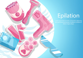 Hair removal and epilation advertising or web banner.