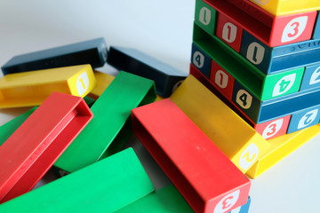 closeup stack colors game background. Children's games to train intelligence and skills.