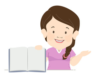 Girl Dwarfism Open Book Illustration
