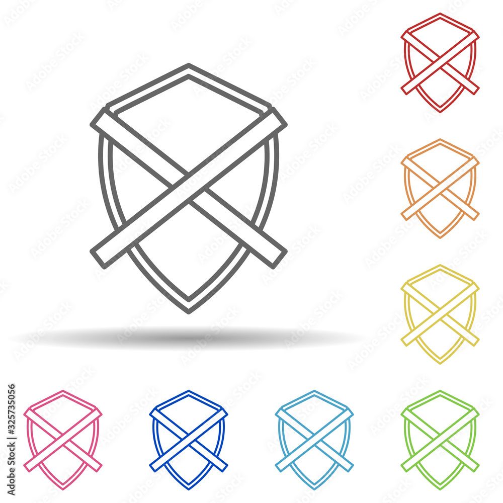 Poster disabled protection line in multi color style icon. simple thin line, outline vector of virus antivi