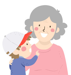 Woman Kid Boy Senior Ask Questions Illustration