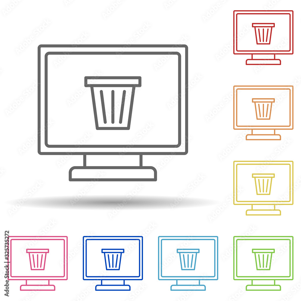 Aufkleber shopping cart in computer line in multi color style icon. simple thin line, outline vector of virus 