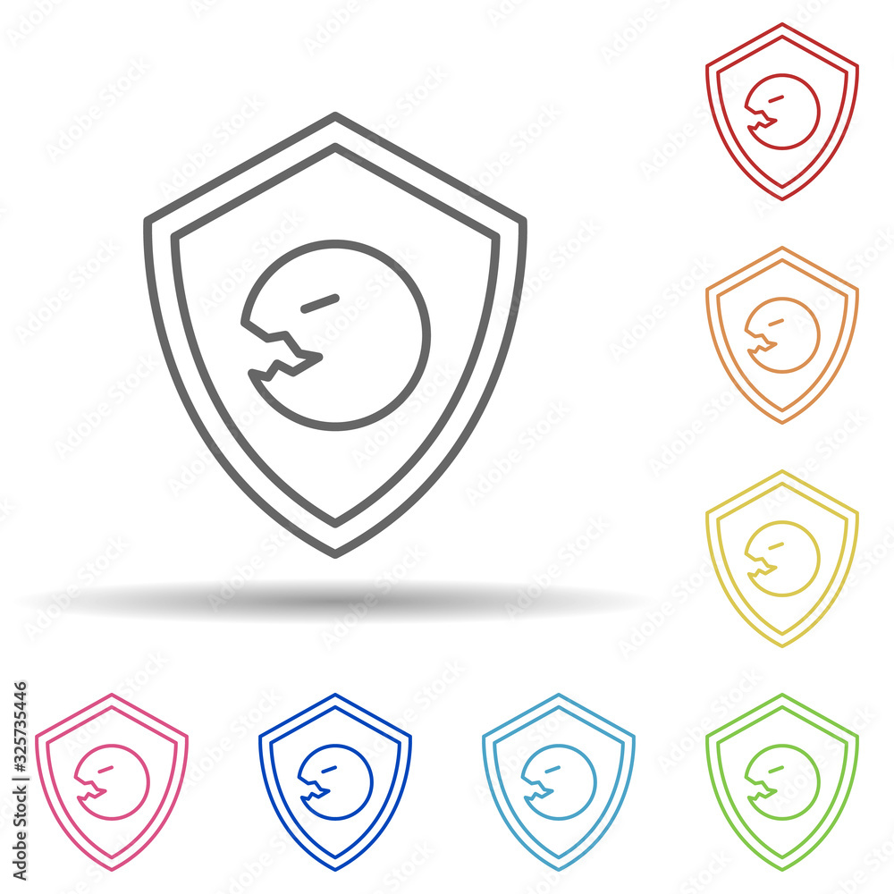 Poster virus in the shield in multi color style icon. simple thin line, outline vector of virus antivirus i