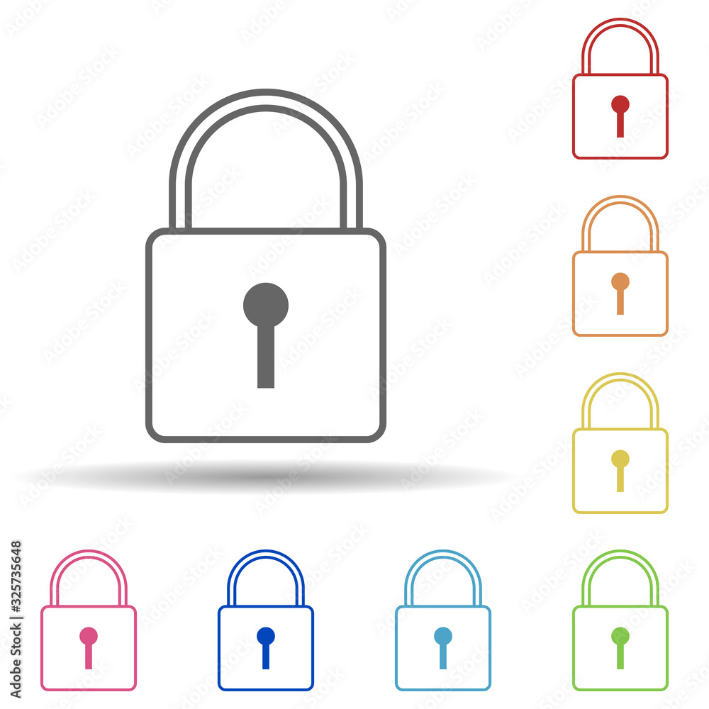 Poster lock in multi color style icon. simple thin line, outline vector of virus antivirus icons for ui and