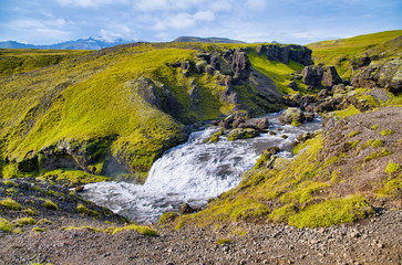 Skogafoss waterfall in summer season, Iceland