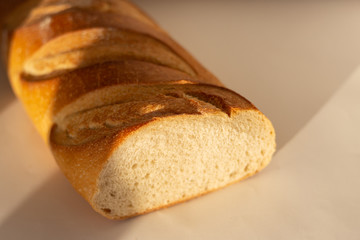 fresh crisp bread, white wheat bread, french unleavened bread