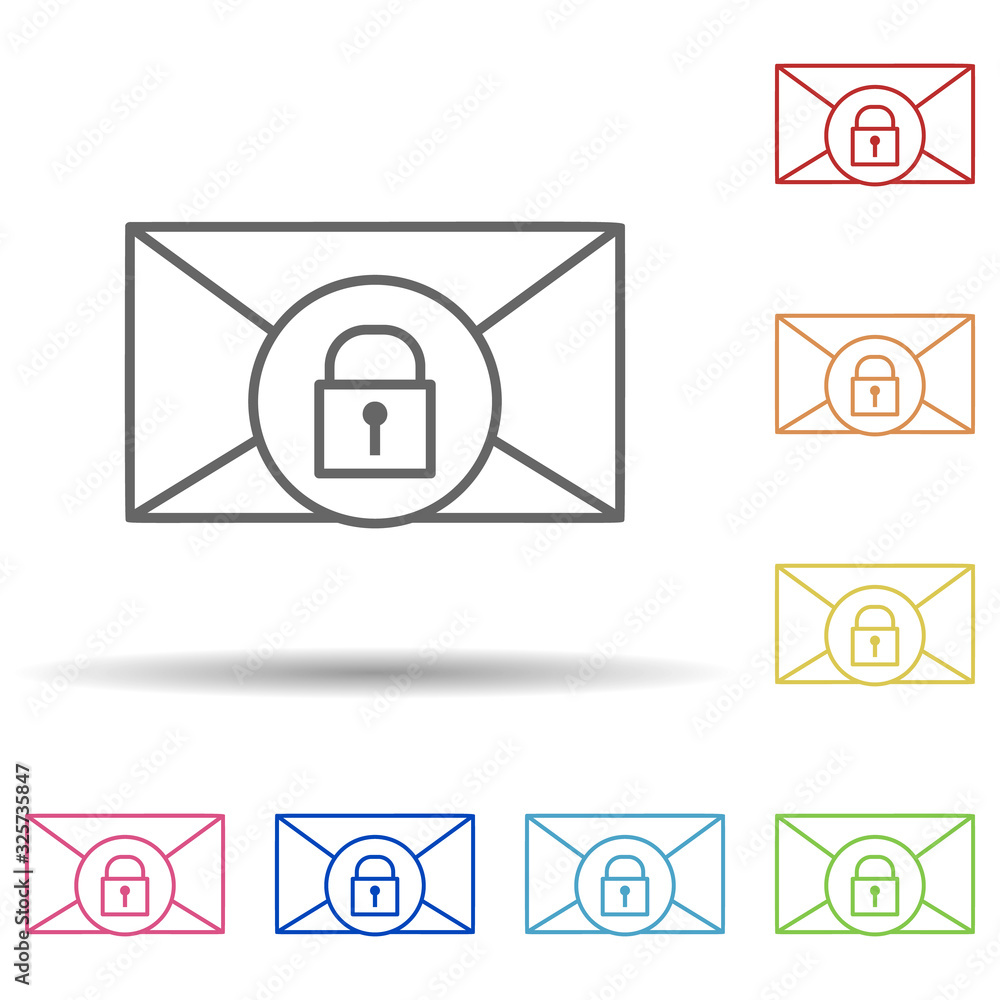 Poster pismo lock in multi color style icon. simple thin line, outline vector of virus antivirus icons for 